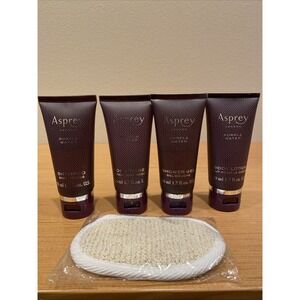 ASPREY‎ LONDON Purple Water Bath Set  Shampoo Cond. Soap Lotion Lot Travel Sz